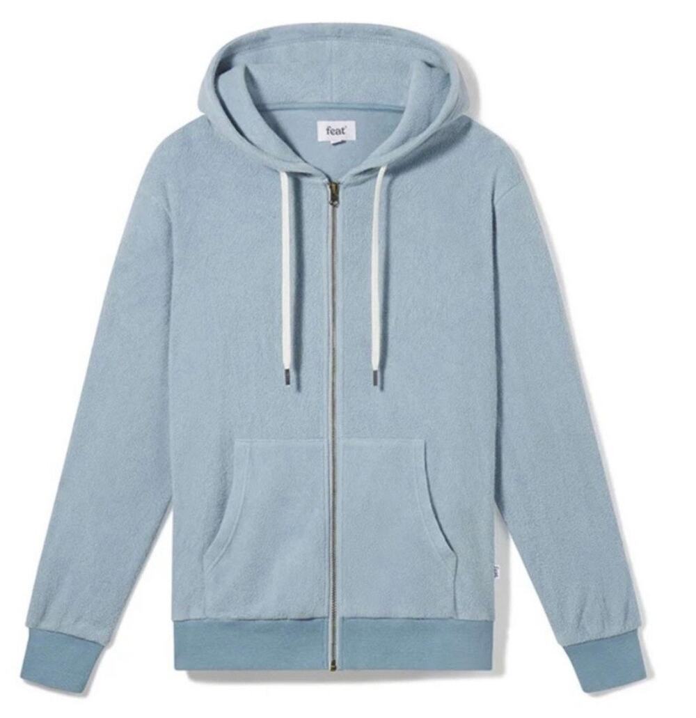 FEAT NWT blue  blanketblend zip hoodie small unisex soft knit comfy casual